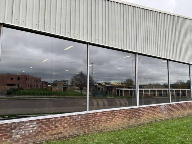 Reflective window film on commercial premises