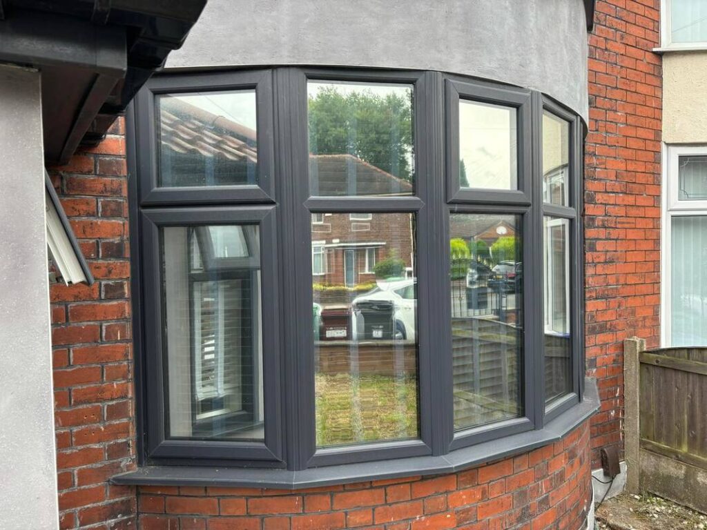 Window film on a residential bay window